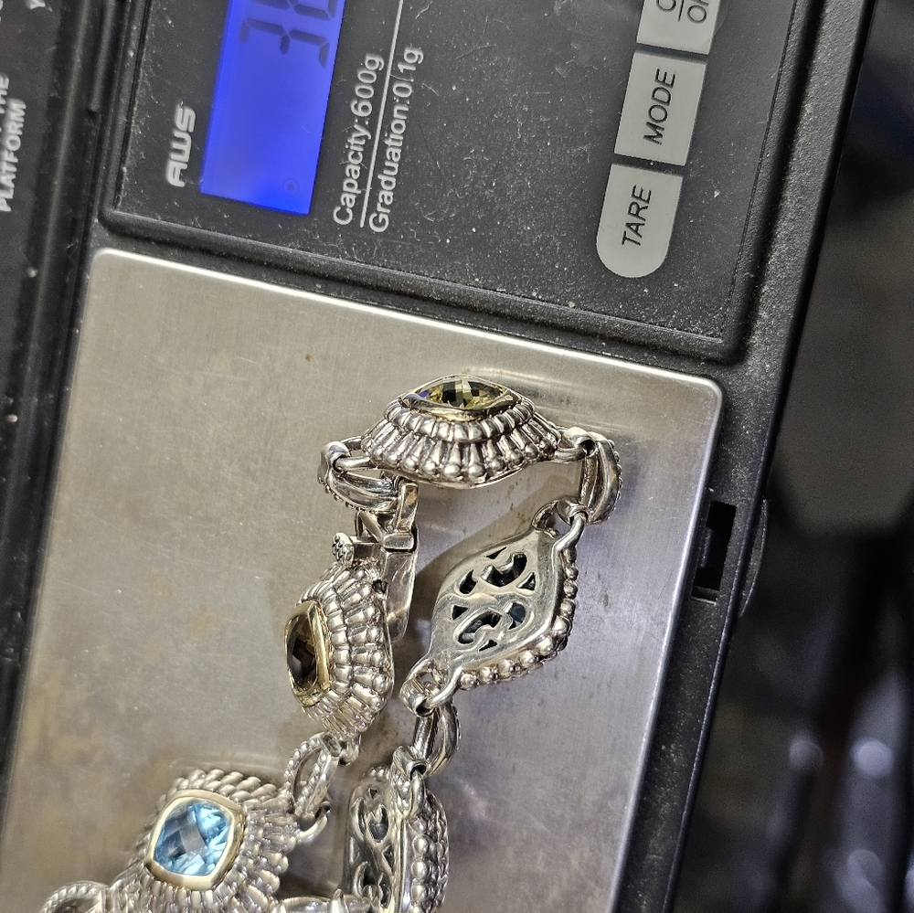 14k & 925 genuine gemstone bracelet - Picture 6 of 8